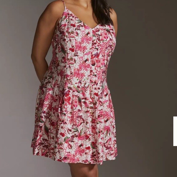 Anthropologie Pleated Printed Mini Dress - Picture 2 of 12